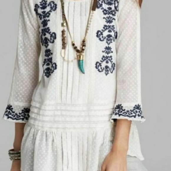 Free People Tops - Free People Swiss Dot Lace Embroidery Tunic Top S